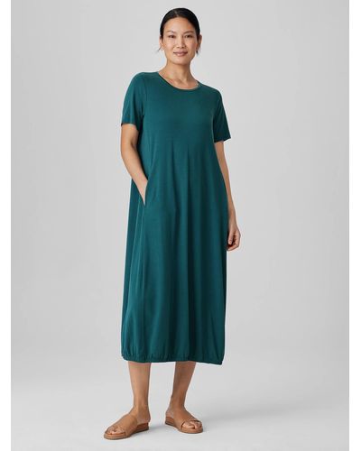 Eileen Fisher Fine Jersey Lantern Dress - Green