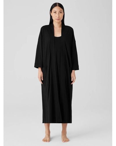 Eileen Fisher Organic Cotton Interlock Sleep Robe - Black