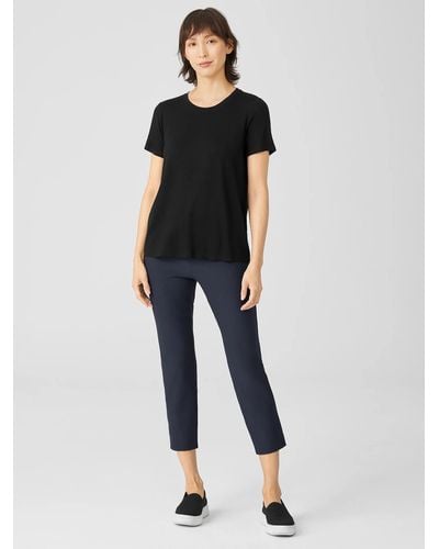 Eileen Fisher Washable Stretch Crepe Pant With Slits - Blue
