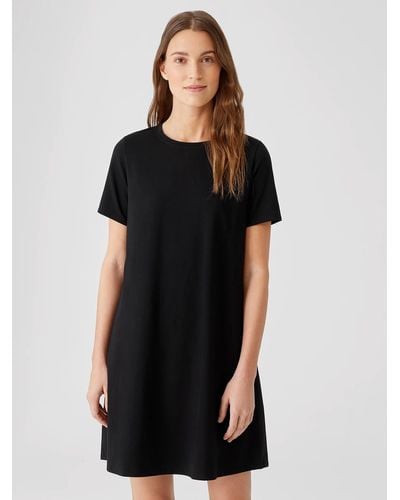 Eileen Fisher Jewel Neck T-shirt Dress - Black