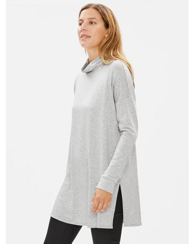 Eileen Fisher Stretch Terry Turtleneck Tunic - White