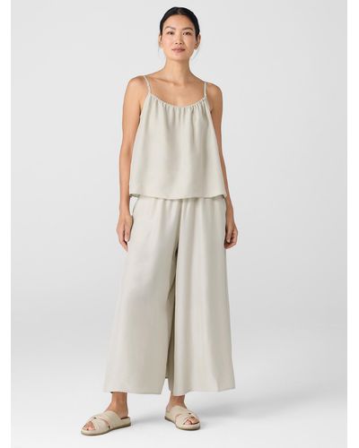 Eileen Fisher Washed Silk Skirt Pant - White