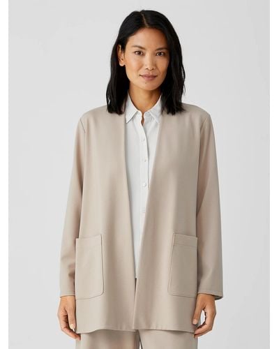 Eileen Fisher Washable Flex Ponte High Collar Jacket - Natural