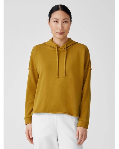 Eileen Fisher Organic Cotton French Terry Hooded Top - Yellow