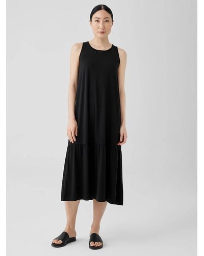 Eileen Fisher Fine Jersey Tiered Dress - Black