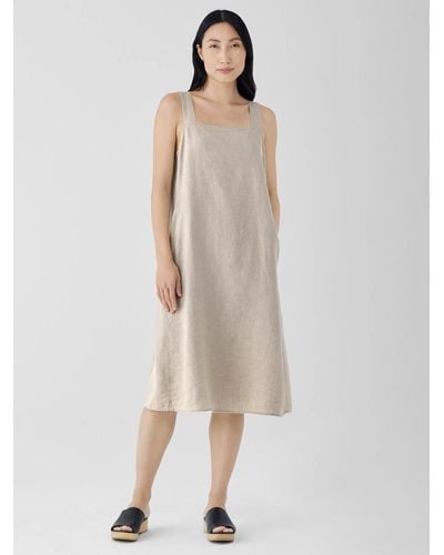 Eileen Fisher Organic Linen Square Neck Dress - Natural