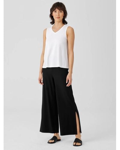 Eileen Fisher Stretch Jersey Knit Pant With Slits - Black