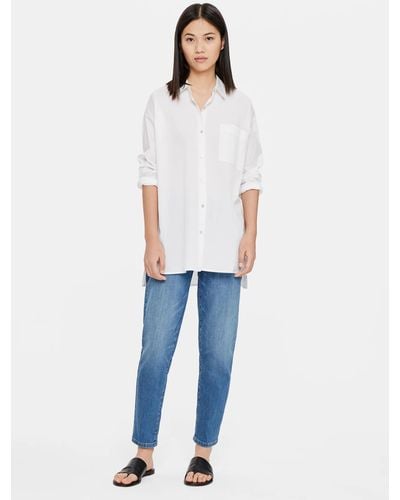 Eileen Fisher Organic Cotton Denim Tapered Ankle Jean - Blue
