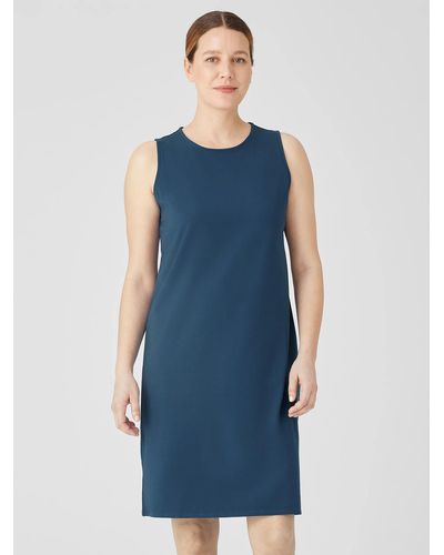 Eileen Fisher Pima Cotton Stretch Jersey Tank Dress - Blue