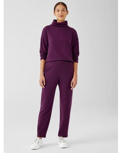Eileen Fisher Cozy Brushed Terry Hug Slouchy Pant - Purple