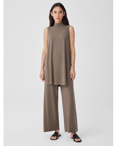 Eileen Fisher Stretch Jersey Knit Wide-leg Pant - Natural
