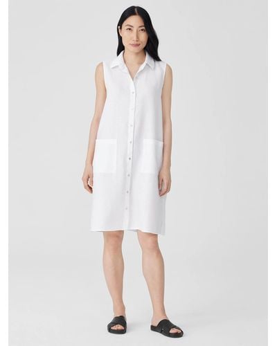 Eileen Fisher Linen Shirt Dress - White