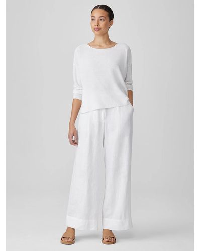 Eileen Fisher Organic Linen Trouser Pant - White