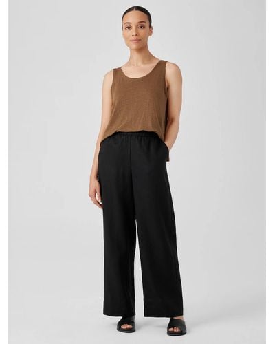 Eileen Fisher Organic Linen Wide-leg Pant - Black