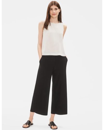 Eileen Fisher System Lightweight Washable Stretch Crepe Wide-leg Pant - White