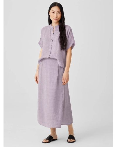 Eileen Fisher Puckered Organic Linen Wrap Skirt - Purple