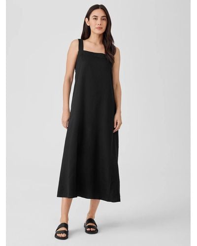 Eileen Fisher Organic Linen Square Neck Dress - Black