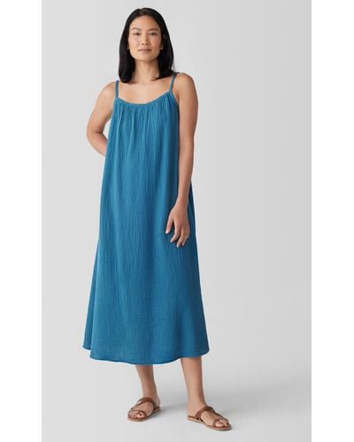 Eileen Fisher Organic Cotton Lofty Gauze Cami Dress - Blue