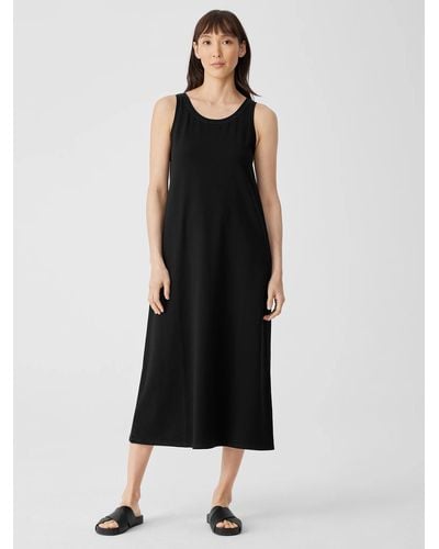 Eileen Fisher Pima Cotton Stretch Jersey Tank Dress - Black