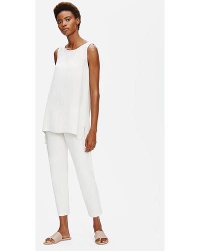 Eileen Fisher Washable Stretch Crepe Slim Ankle Pant - White