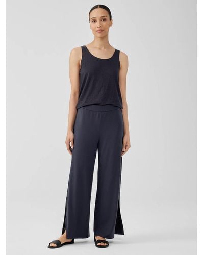 Eileen Fisher Stretch Jersey Knit Pant With Slits - Blue
