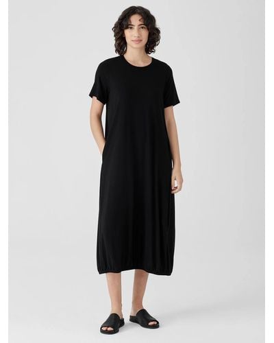 Eileen Fisher Fine Jersey Lantern Dress - Black