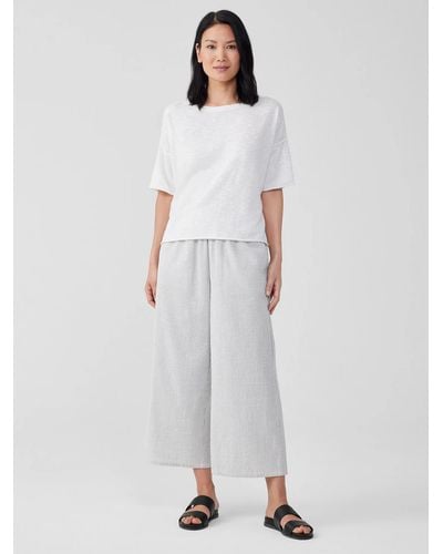 Eileen Fisher Organic Cotton Ripple Wide-leg Pant - White