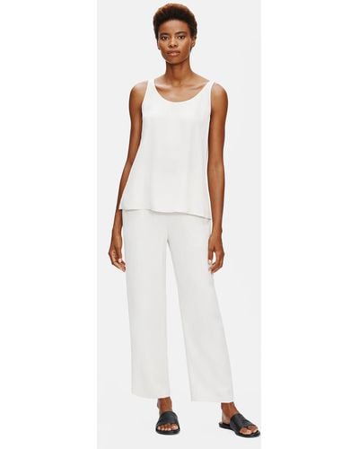Eileen Fisher System Silk Georgette Straight Ankle Pant - Multicolor