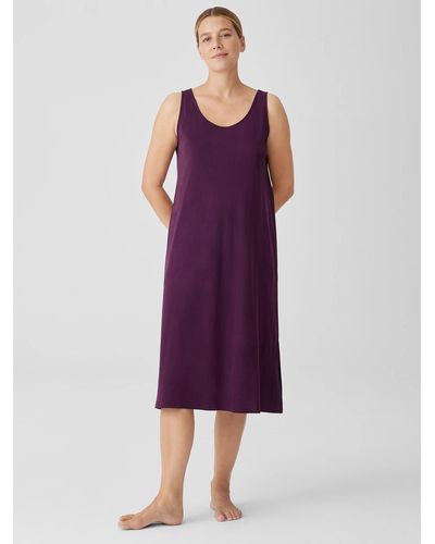 Eileen Fisher Organic Cotton Interlock Tank Sleep Dress - Purple