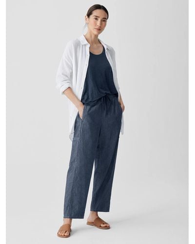 Eileen Fisher Airy Organic Cotton Twill Cargo Pant - Blue