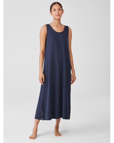 Eileen Fisher Organic Cotton Interlock Tank Sleep Dress - Blue