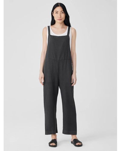 Eileen Fisher Garment-dyed Organic Linen Overalls - Multicolor