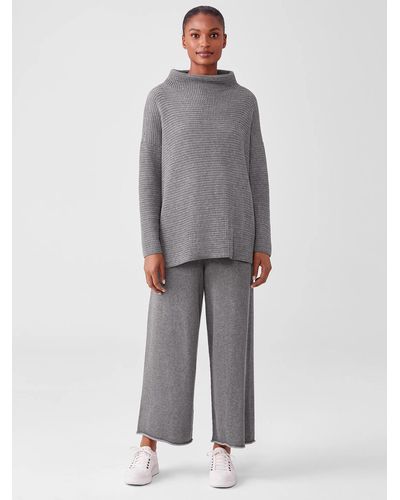 Eileen Fisher Peruvian Organic Cotton Blend Wide-leg Pant - Gray