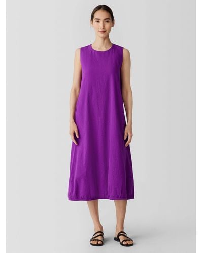 Eileen Fisher Organic Cotton Ripple Lantern Dress - Purple