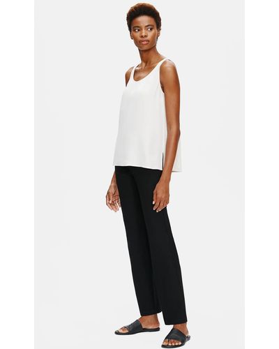 Eileen Fisher System Silk Georgette Crepe Tank - White
