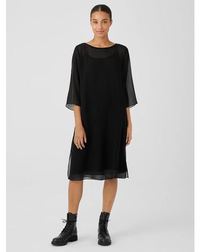 Eileen fisher velvet top bateau neck dress