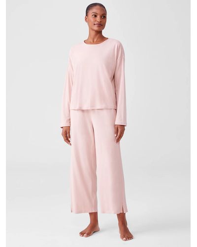 Eileen Fisher Cozy Organic Cotton Interlock Wide-leg Pant - Pink