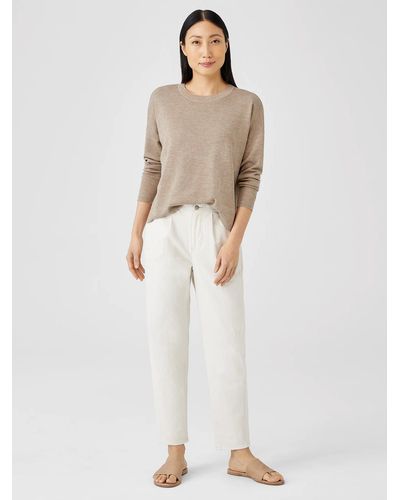 Eileen Fisher Undyed Organic Cotton Denim Tapered Pant - White