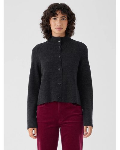 Cardigan Eileen Fisher Gris Laine - Col Châle Imprimé - Taille XS - Occasion Très Bon État