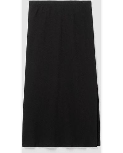Eileen Fisher Organic Cotton Slubby Rib Knit A-line Skirt - Black