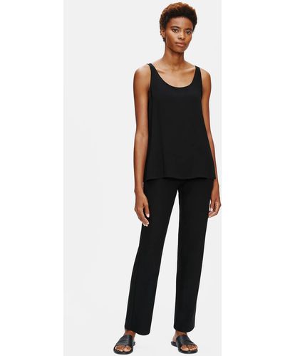 Eileen Fisher System Stretch Crepe Straight Pant - Black