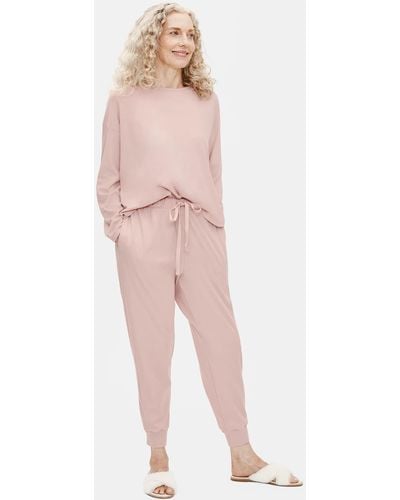 Eileen Fisher Organic Cotton Interlock Jogger Sleep Pant - Pink