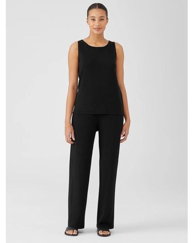 Eileen Fisher Cozy Brushed Terry Hug Straight Pant - Black