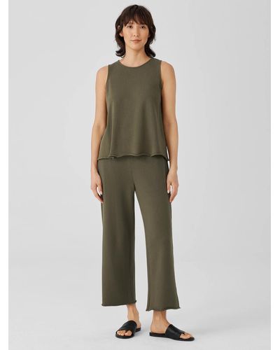 Eileen Fisher Lightweight Organic Cotton Terry Straight Pant - Green