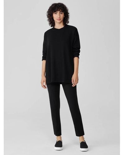Eileen Fisher Pima Cotton Stretch Jersey High-waisted Pant - Black