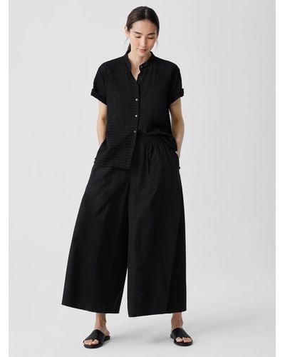 Eileen Fisher Washed Organic Cotton Poplin Skirt Pant - Black