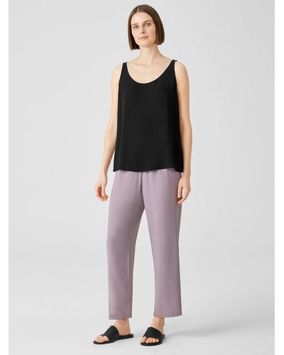 Eileen Fisher Silk Georgette Crepe Straight Pant - Multicolor