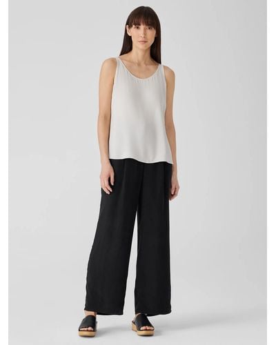 Eileen Fisher Sandwashed Twill Wide Trouser Pant - White