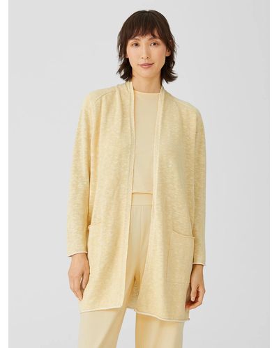 Eileen Fisher Organic Cotton Linen Slub Long Cardigan - Natural