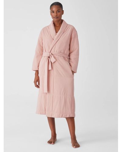 Eileen Fisher Organic Cotton Cozy Interlock Quilted Robe - Pink